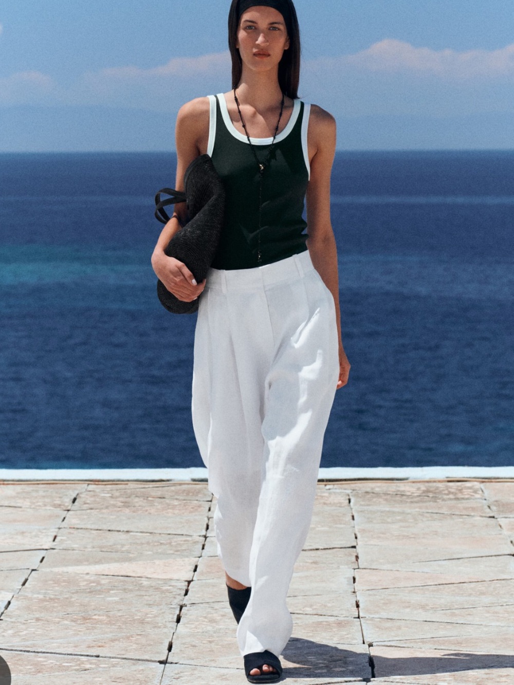 COS TAILORED LINEN BARREL-LEG PANTS - WHITE